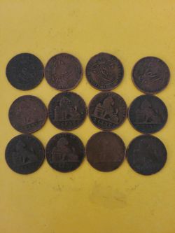 12 Belgian Coin 2 Centimes - Léopold II België  Lion Star