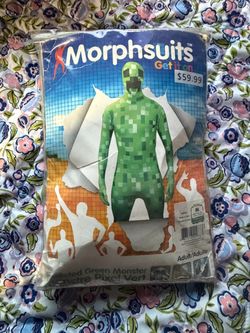 Morphsuits Kids Medium Cosplay Minecraft Pixelated Green Monster Halloween Costume