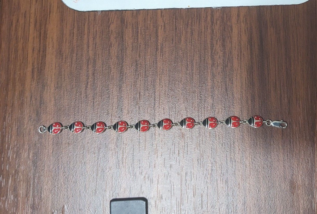 Ladybug Bracelet 925 Sterling Silver
