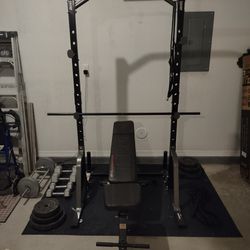 Body Champ Power Rack/Adjustable Bench/Weights