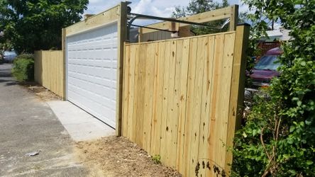 Garage doors and fence
