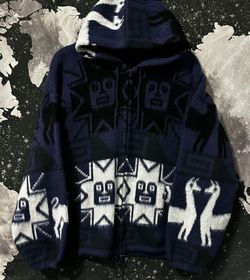 Aztec Indigenous Alpaca Knit Zip Hoodie 