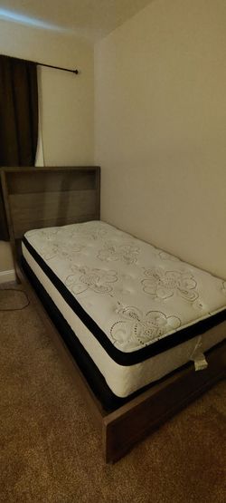 Twin bed frame and mattress