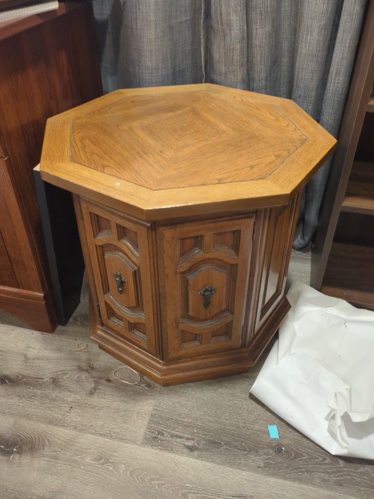 Antique Side Table Octogon Shape - Storage - $15