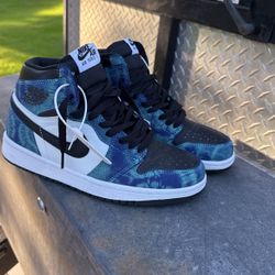 Size Men’s 6.5 US JORDAN Air 1 High Tie-die Sneakers-blue 