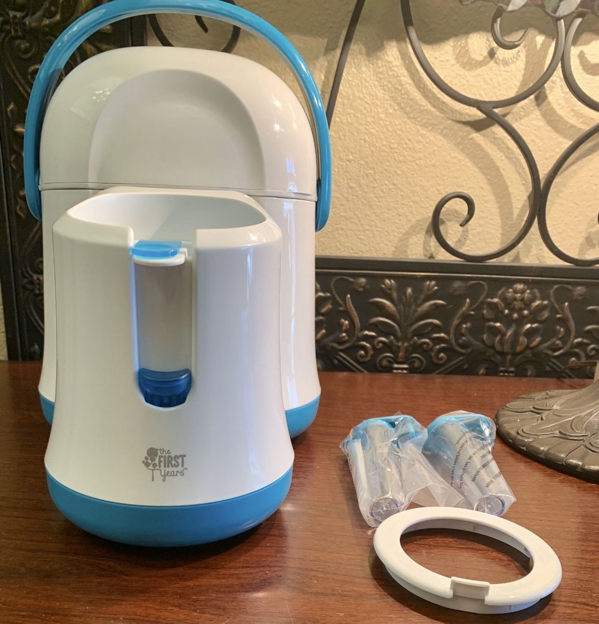 The First Years Night Cravings Bottle Warmer & Cooler, Blue/White