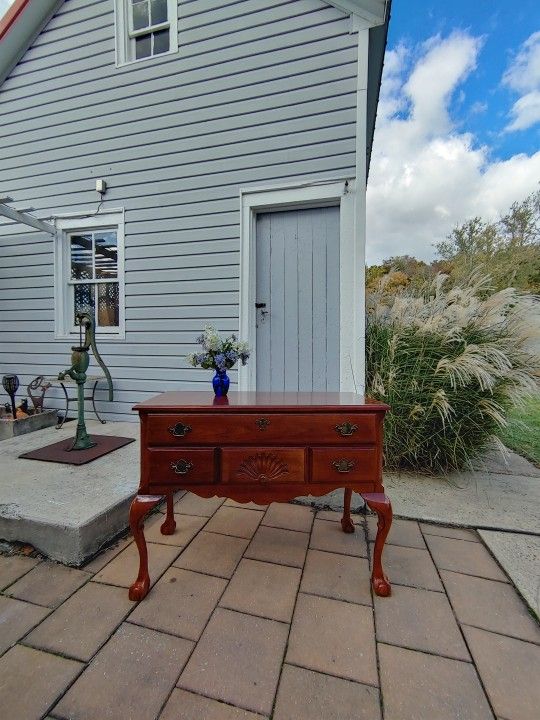 Vintage Cherry 4 Drawer Lowboy Entry Table