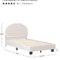  Twin  Bed with Curved Headboard and Wood Slat Foundation