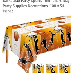 Basketball Theme Plastic Table Cloth Party Supplies 3 Ct