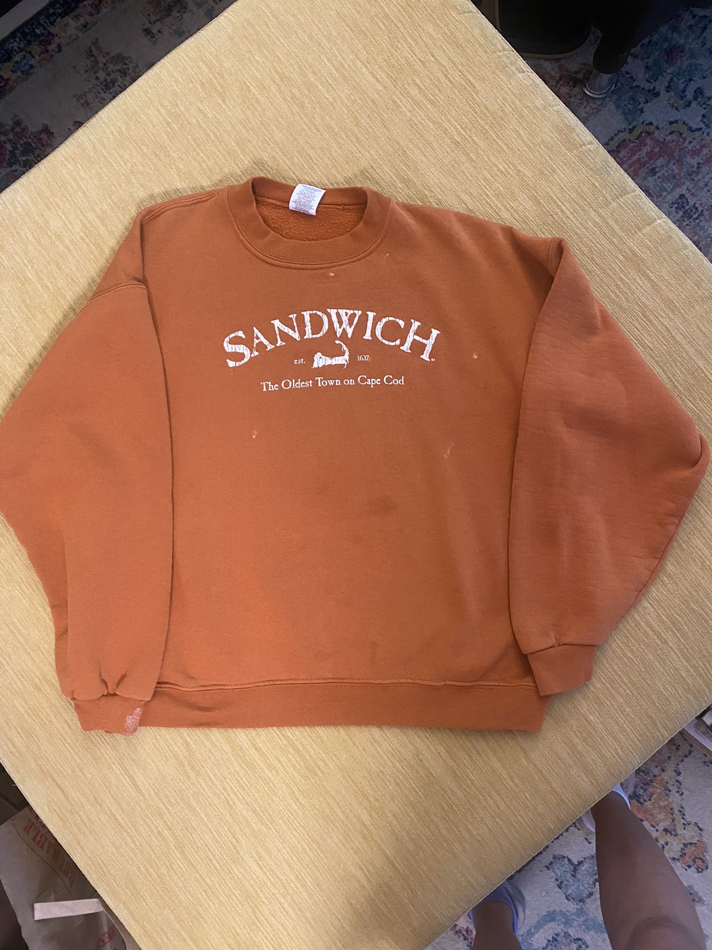 Nostalgic Sandwich VTG Jerzees Crewneck Sweatshirt Women’s Sz L Orange WPL 7232