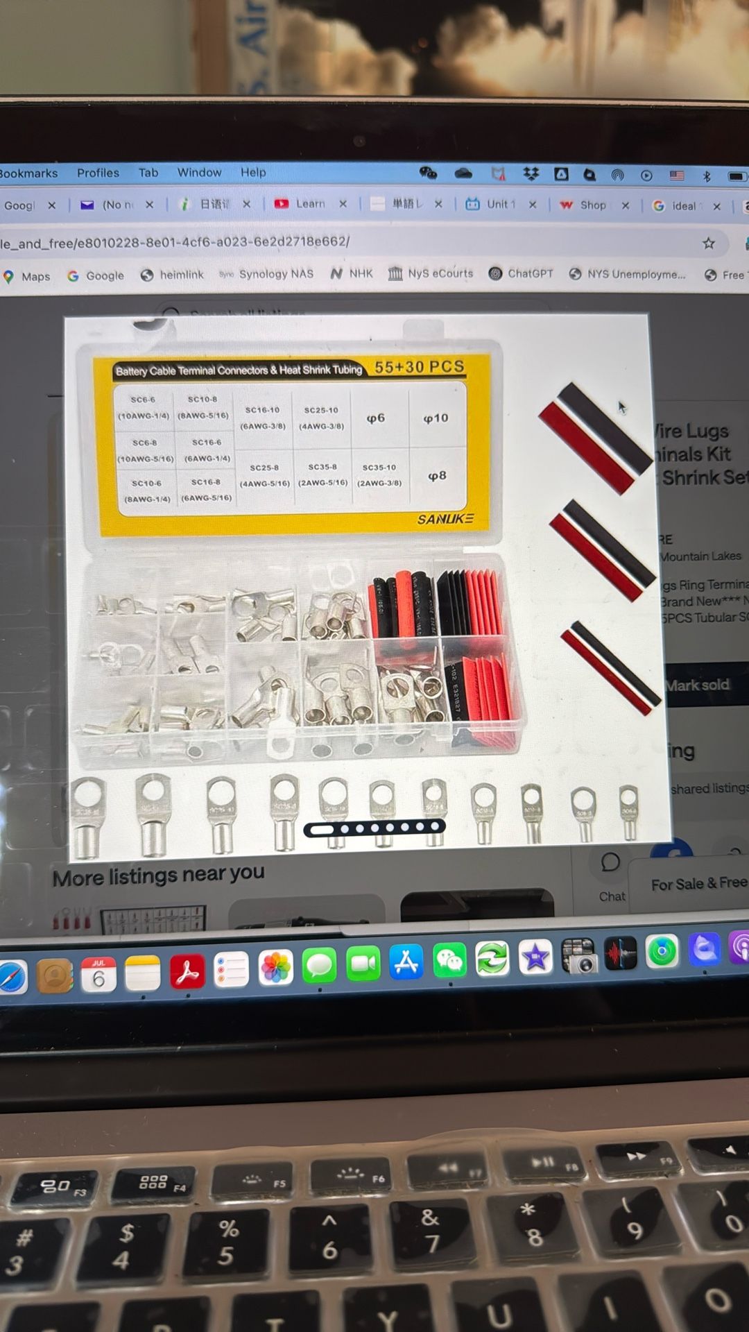 Battery Wire Lugs Ring Terminals Kit with Heat Shrink Set