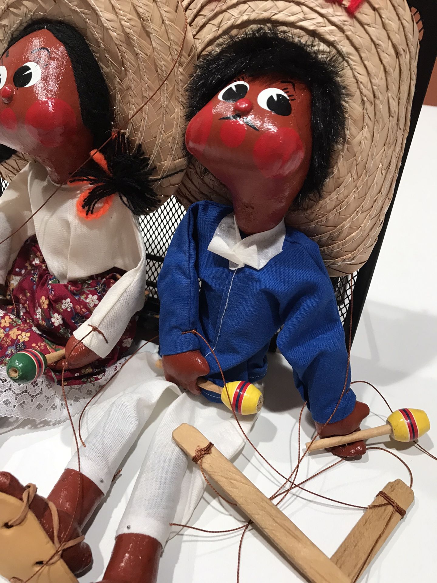 NWOT Lovely Couple of Mexican Dancing String Controlled Marionettes, 14” tall