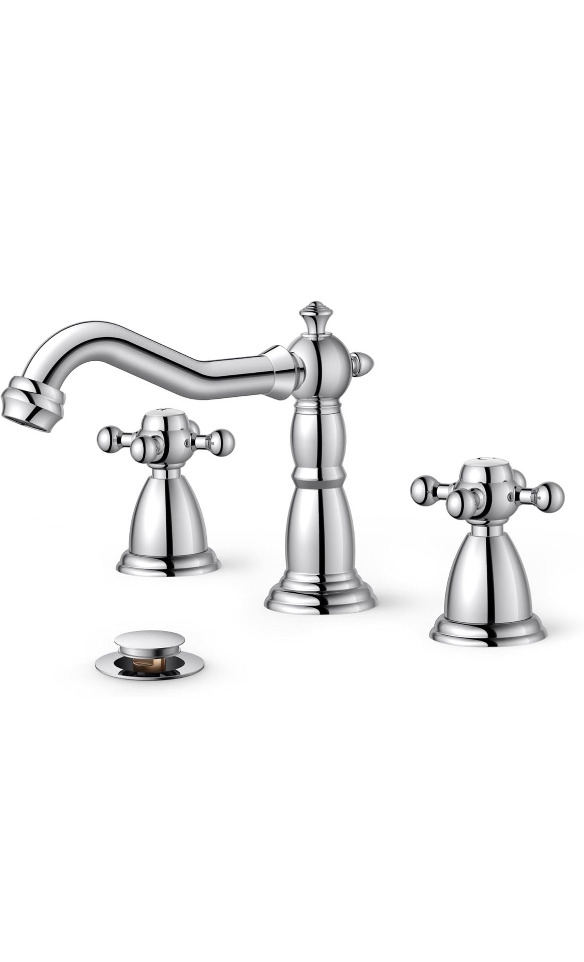FORIOUS Bathroom Faucets for 3 Hole Sink Polished Chrome, 2-Handle 8 Inch Widespread Antique Vintage Bathroom Sink Faucet for Vanity RV Farmhouse with