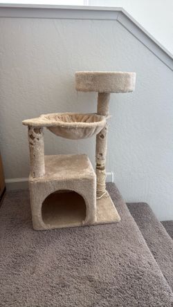 Beige Cat Tree with Condo and Perches