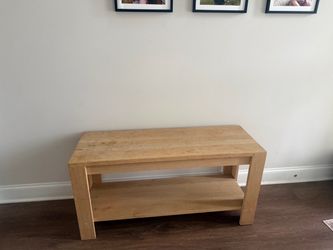 Light Wood Bench with Bottom Shelf