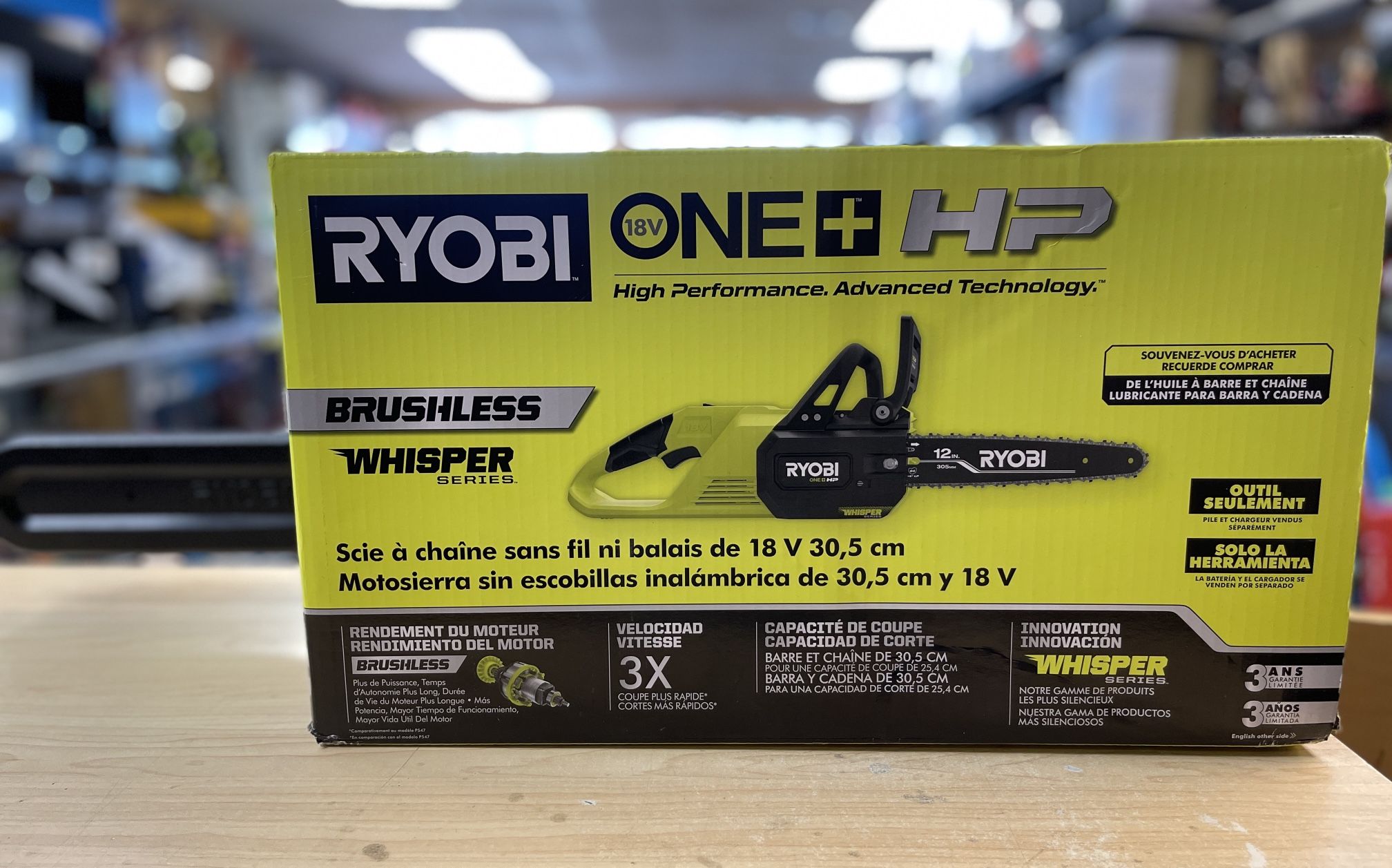 Ryobi 18V Brushless Whisper Series 12" Battery Chainsaw - Brand New