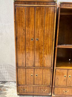 vintage drexel liquor cabinet and bookshelf