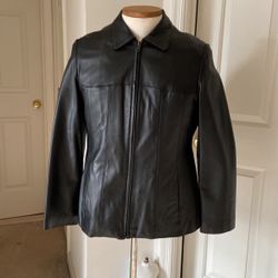 black leather jacket