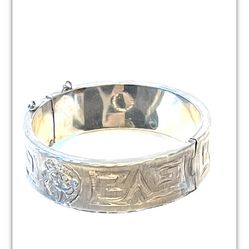 Sterling Etched Vintage Bangle 