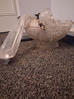 Cut-Glass Punch Bowl Set