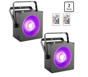 2-Pack RGB Rechargeable COB Par Lights for Stage Party 20H Single-Color 6H Charging, Remote & DMX512 Control, Sound-Activated, Battery Par lights for