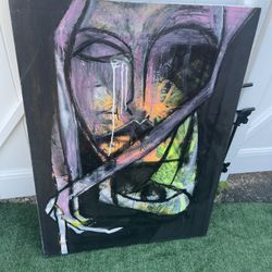 Abstract Crying Face Painting | Emotional Expressionist Art