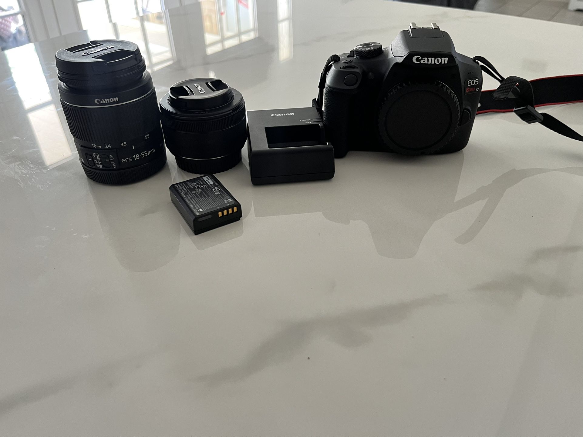 Canon EOS Rebel T7 DSLR Camera with 50mm 18 55mm Lenses, Battery