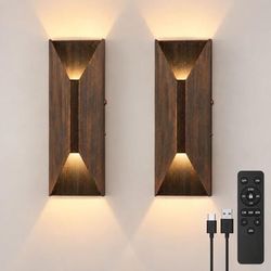 Wireless Wall Sconces Set of Two, Rechargeable