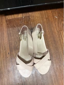 Women's Beige Faux Leather Strappy Open Toe Ankle Strap Buckle Sandals 11