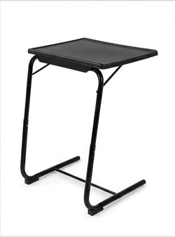 Folding TV Tray Table Black Portable Side Table with Metal Frame 20” Wide