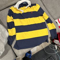 NAVY  BLUE/YELLOW STRIPES M Ralph Lauren Rugby 