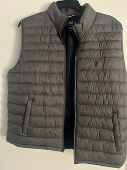 IZOD Performance Men's XXL Gray Puffer Vest Sleeveless Full-Zip Jacket