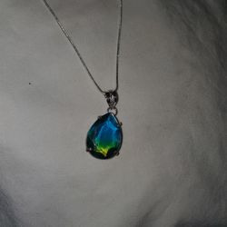 Blue/yellow gradient pendant stamped 925