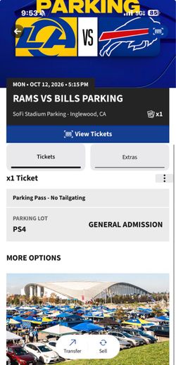RAMS VS Bills   Parking PASS Next to COSM
