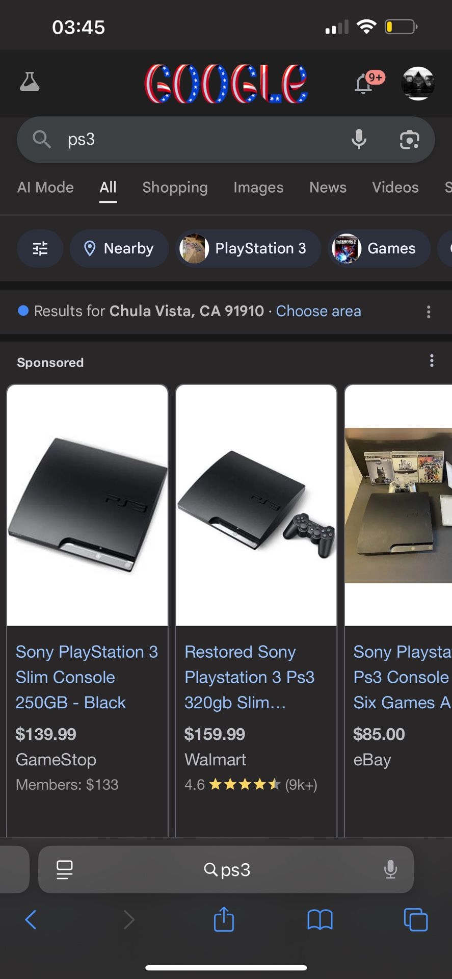 PS3 Slim With 1 Controller