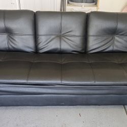 Black Faux Leather Futon
