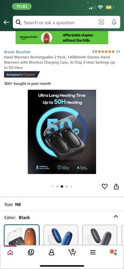 Hand Warmers Rechargeable 2 Pack, 14000mAh Electric Hand Warmers with Wireless Charging Case, Al Chip 3 Heat Settings Up to 50-Hour