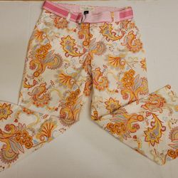 Vintage Girl's Tommy Hilfiger Floral Print Capri Pants Size 14 w/Belt