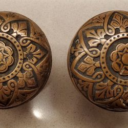 Antique Victorian Brass Door Knobs 