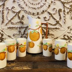 Lovely 1950’s Napcoware Complete Set Pitcher & 6 Tumblers