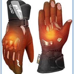 KEMIMOTO 2025 Version Heated Motorcycle Gloves for Men and Women Dual-Zone Control with Hard Protective Shields, 7.4V 3000mAh Rechargeable Battery, Wa