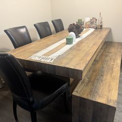 Farmhouse Dining Set – Table + Bench + Chairs – Must Go!