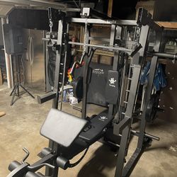 Vesta Fitness Smith Machine 2001 w/Bench Attachment | 230lb Bumpers Weights | 7ft Olympic Bar | Fitness | Gym Equipment | FREE DELIVERY 🚚 