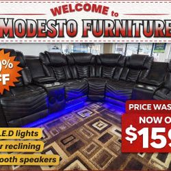 Sectional Recliner With L.e.d. Cupholders And Bluetooth SPEAKERS 