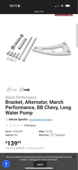 March Performance Alternator Bracket BB Chevy Long Water Pump