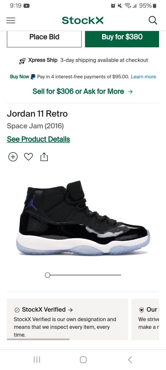 Jordan 11 Retro Space Jams Size 10