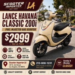 Lance Havana Classic 200i Fuel Injected Scooter | 65+ MPH | 89 MPG