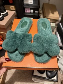 Hermes Oran Fur Sandals