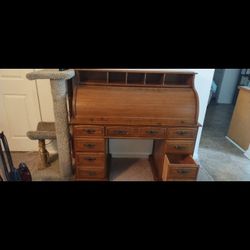 Antique Wooden Roll Top Desk