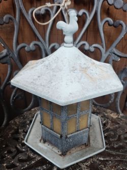 Vintage Meta rooster Bird feeder